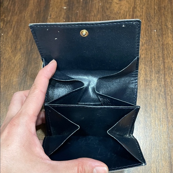 . MCM Cream and Black Logo Tri-Fold Wallet - Picture 9 of 11